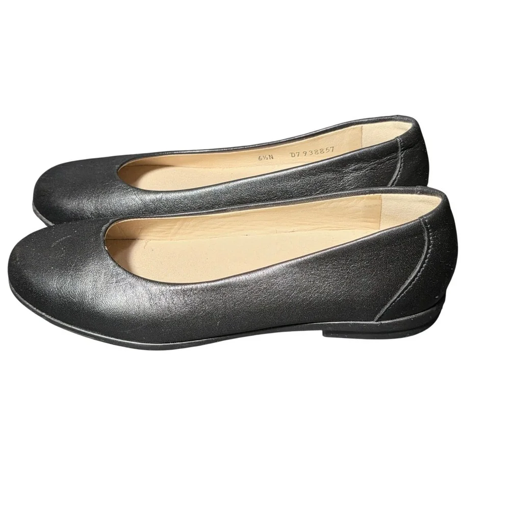 SAS Scenic Black Leather Ballet Flats Womens 6.5 N Narrow‎ Made in USA D7 938857